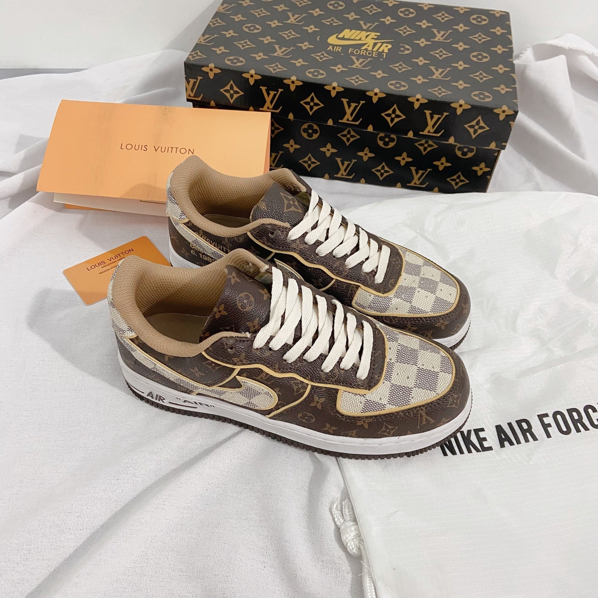 l_V x AF1 Low 'Monogram Brown Damier Azur