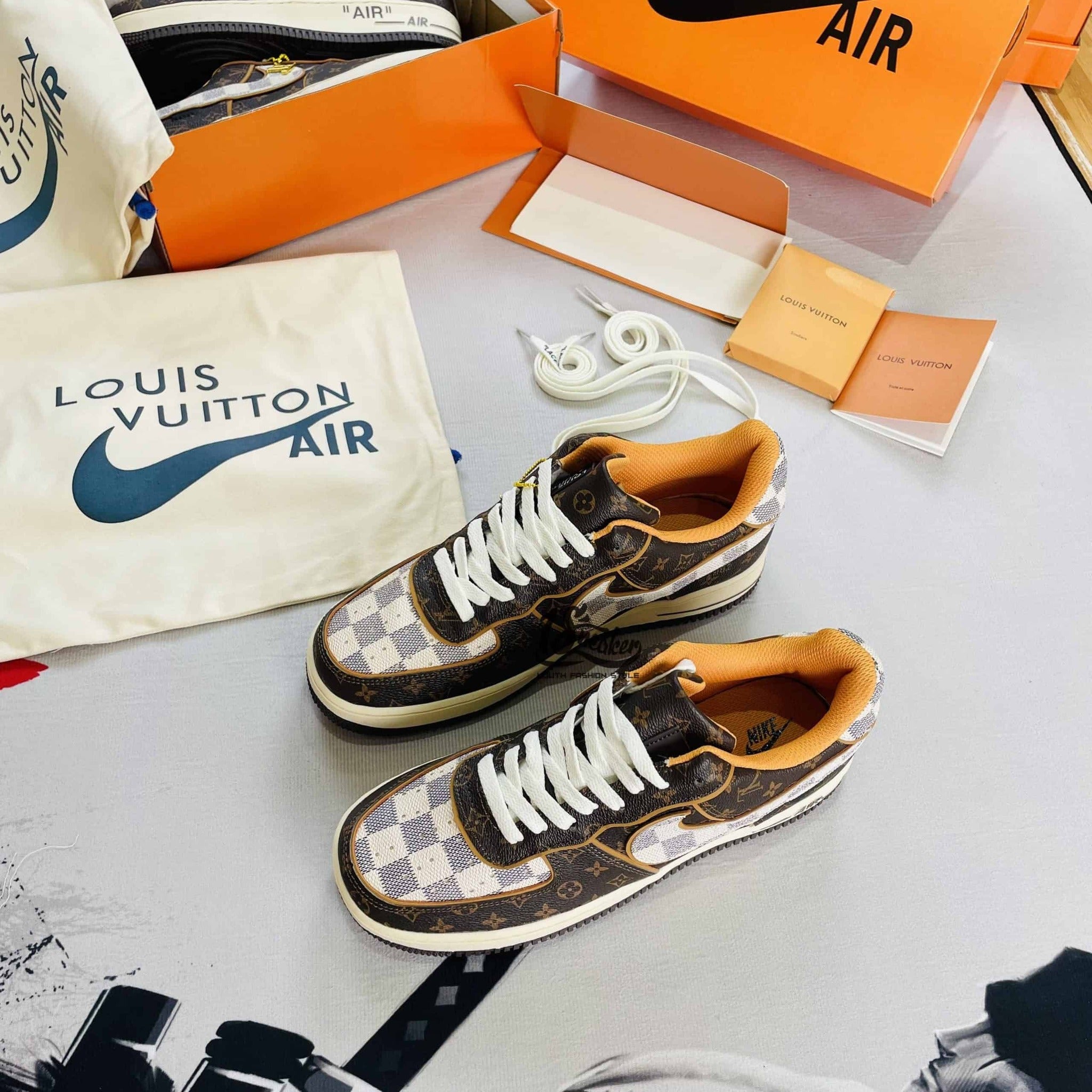 l_V x AF1 Low 'Monogram Brown Damier Azur