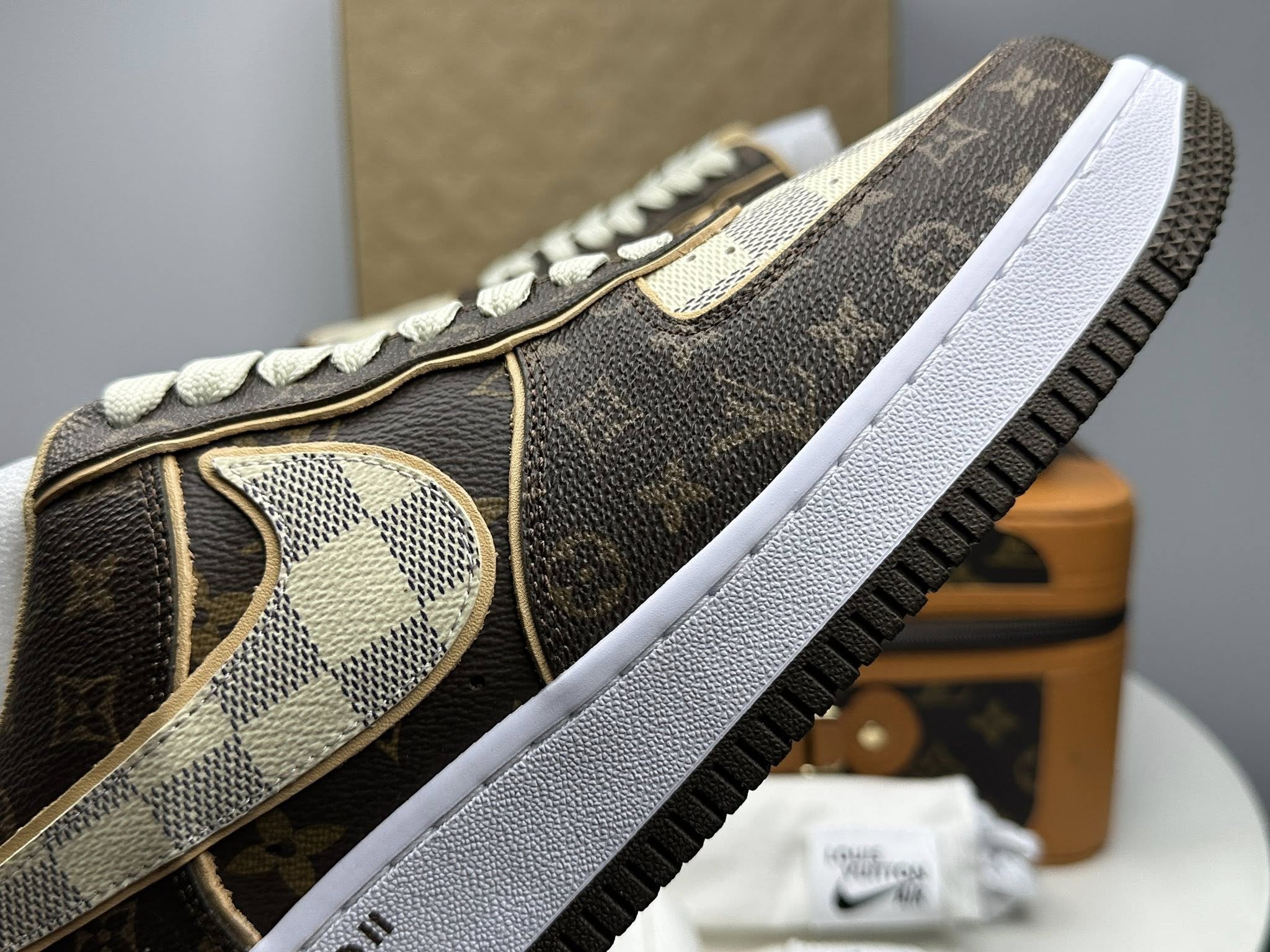 l_V x AF1 Low 'Monogram Brown Damier Azur