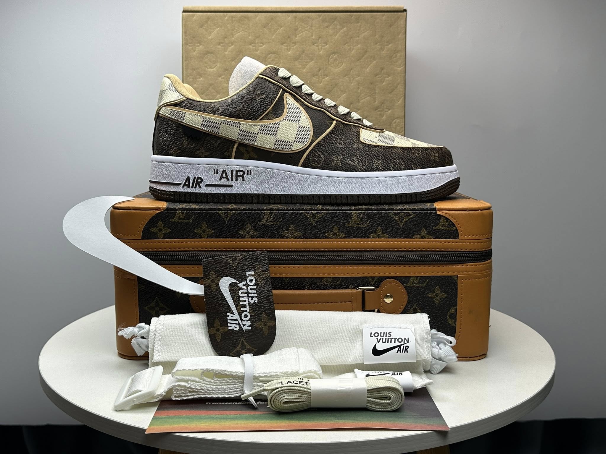 l_V x AF1 Low 'Monogram Brown Damier Azur