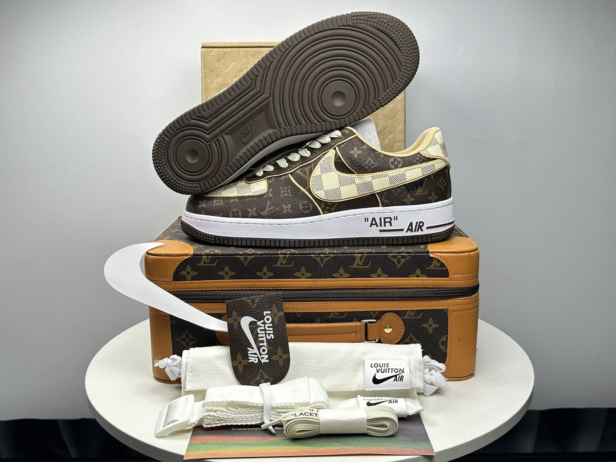 l_V x AF1 Low 'Monogram Brown Damier Azur