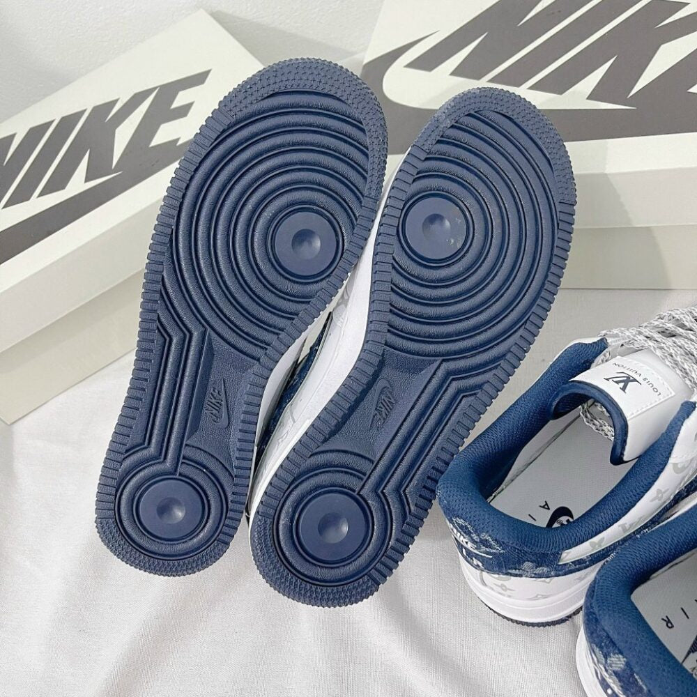 l_V x AF1 White Navy Monogram (Custom)