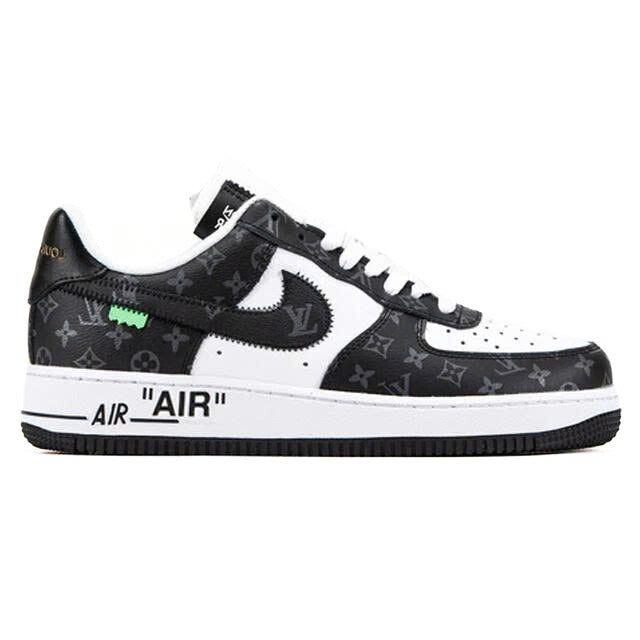 l_V x AF1 Low Black White Monogram