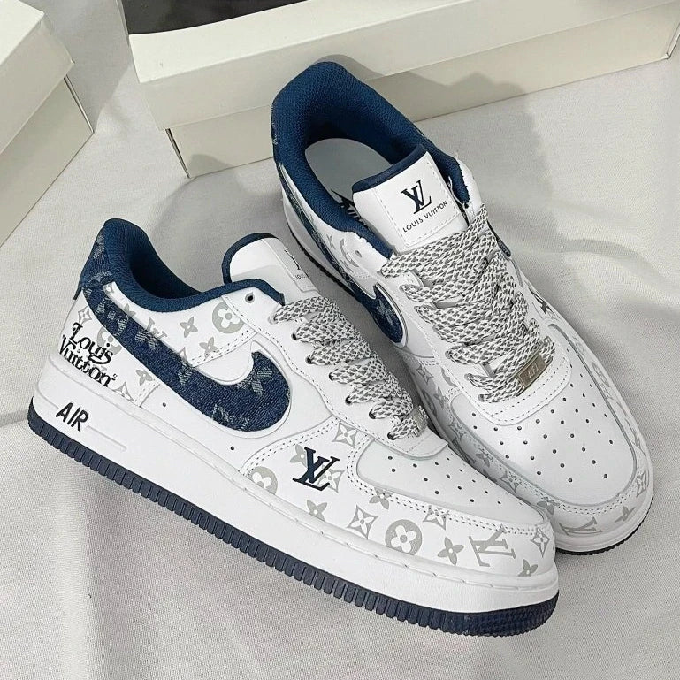 l_V x AF1 White Navy Monogram (Custom)