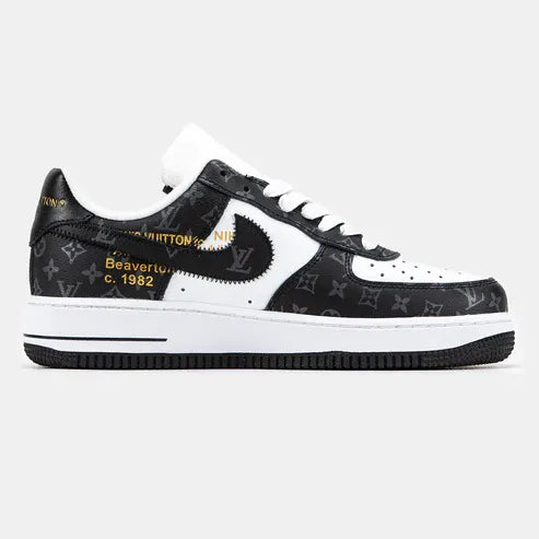 l_V x AF1 Low Black White Monogram