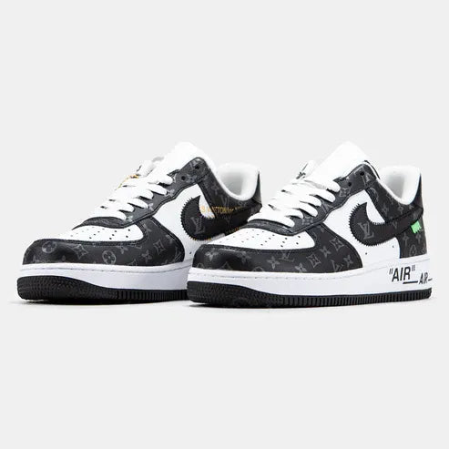 l_V x AF1 Low Black White Monogram