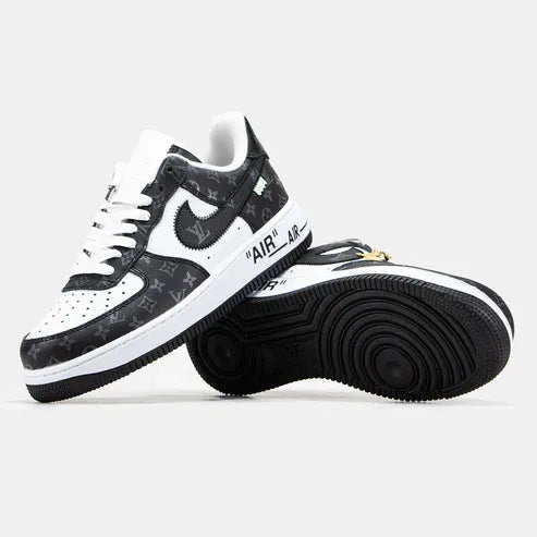 l_V x AF1 Low Black White Monogram
