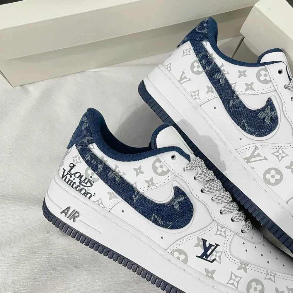 l_V x AF1 White Navy Monogram (Custom)