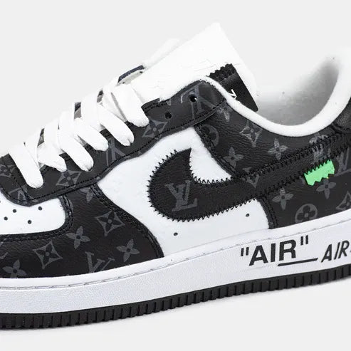 l_V x AF1 Low Black White Monogram