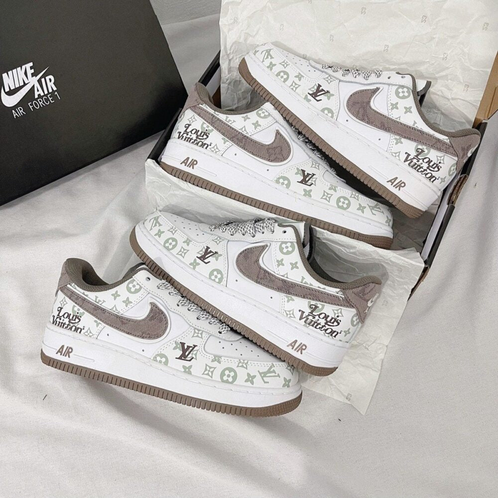 l_V x AF1 White Mocha Monogram (Custom)