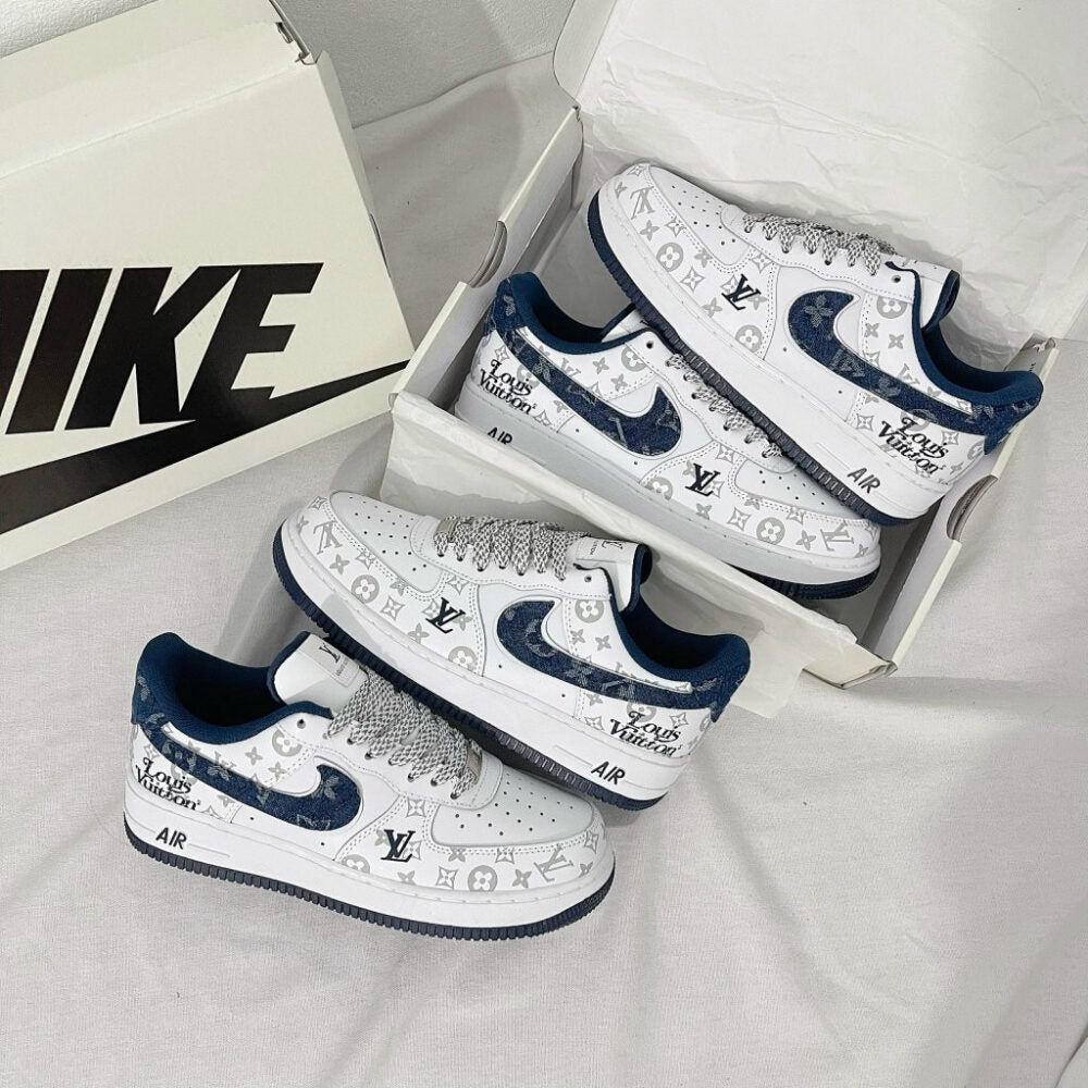 l_V x AF1 White Navy Monogram (Custom)