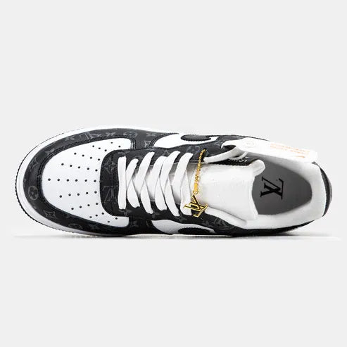 l_V x AF1 Low Black White Monogram
