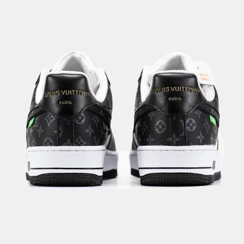 l_V x AF1 Low Black White Monogram