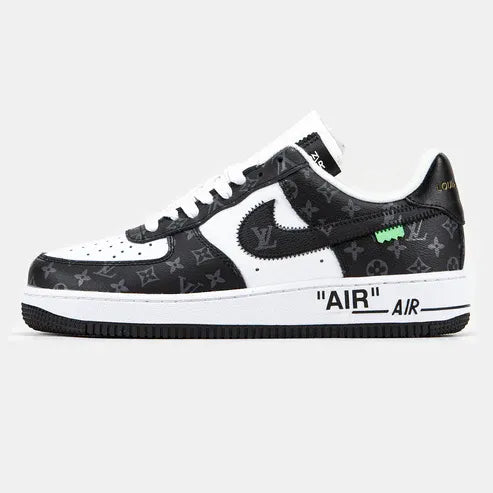 l_V x AF1 Low Black White Monogram