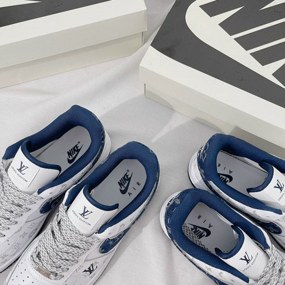 l_V x AF1 White Navy Monogram (Custom)